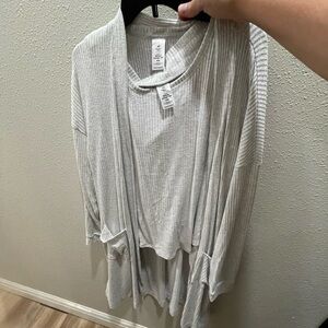 Heather Gray Ribbed Pajama Set